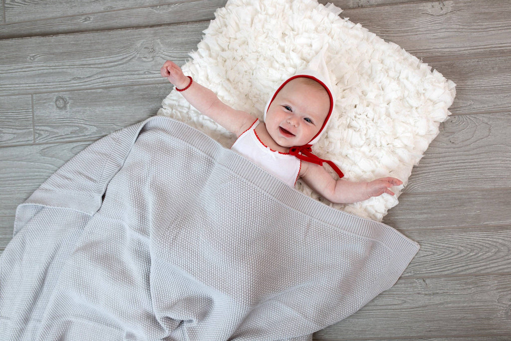 Cuddle Cookie Cotton Knit Baby Blanket Grey