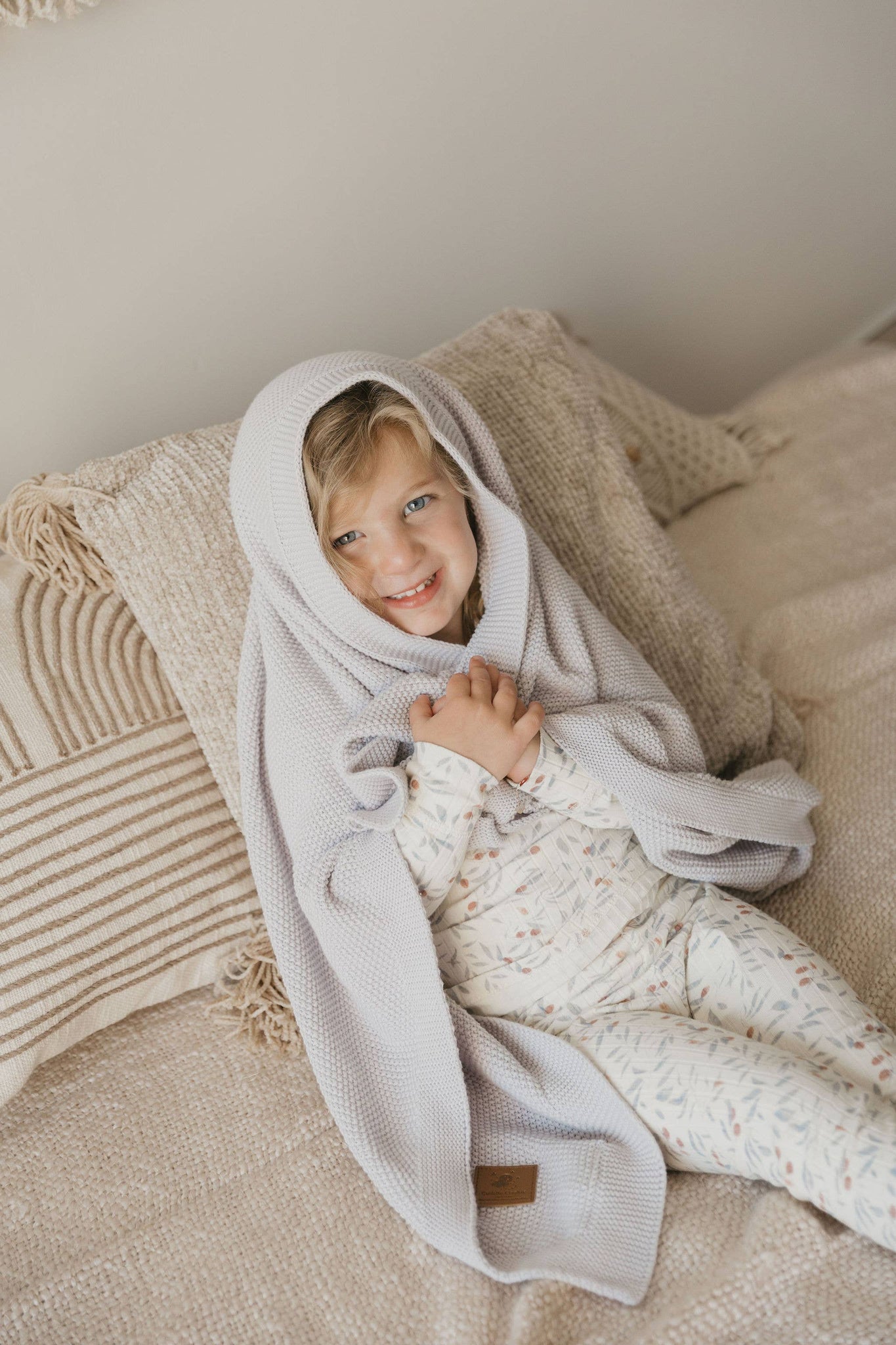 Cuddle Cookie Cotton Knit Baby Blanket Grey