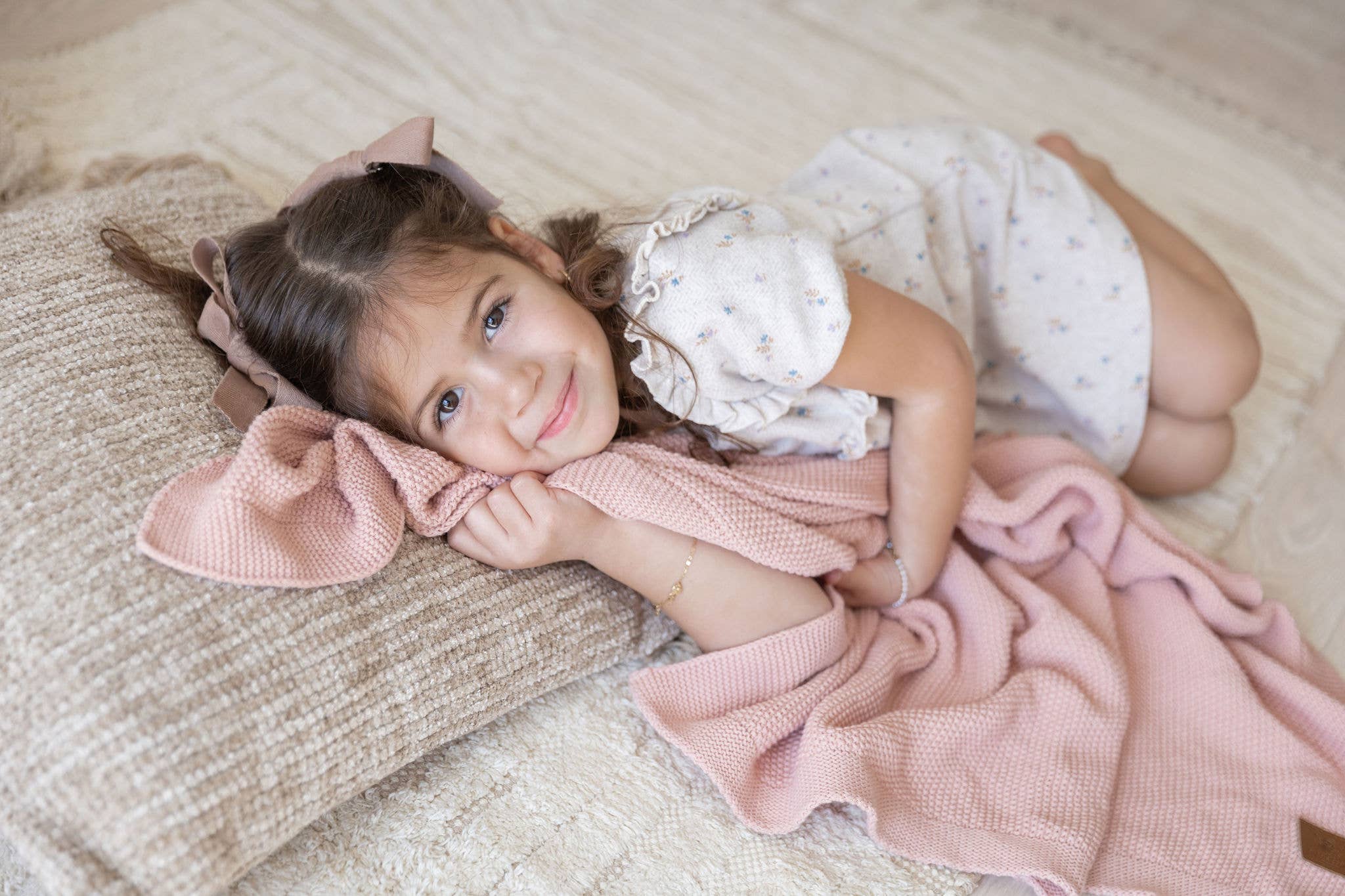 Cuddle Cookie Cotton Knit Baby Blanket Pink