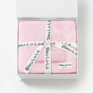 Luxe - 100% Organic Cotton Knit Blanket + Hat Boxed Gift Set Blush Pink