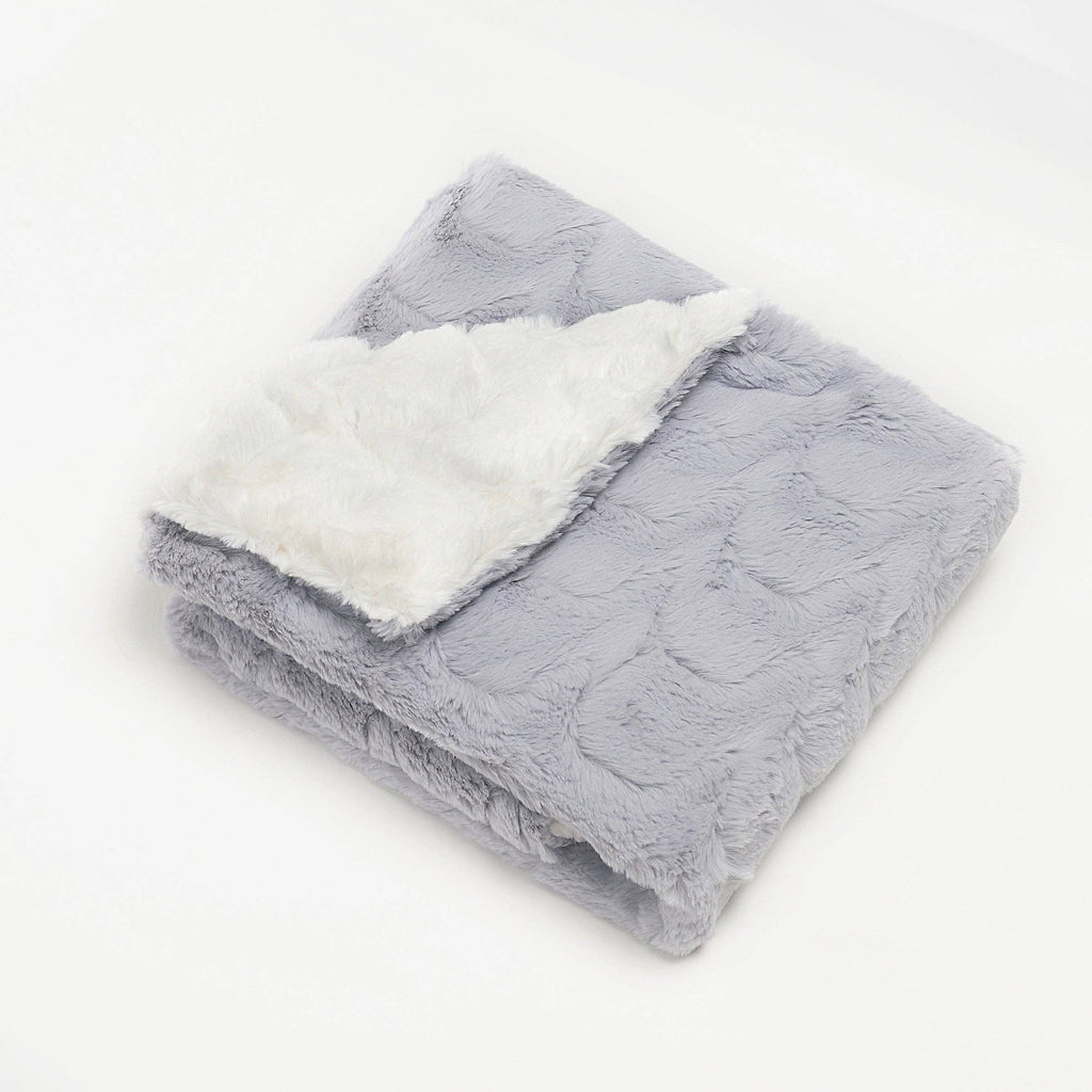 Cuddle Cookie Faux Fur Baby Blanket Zigzag Grey/Ivory