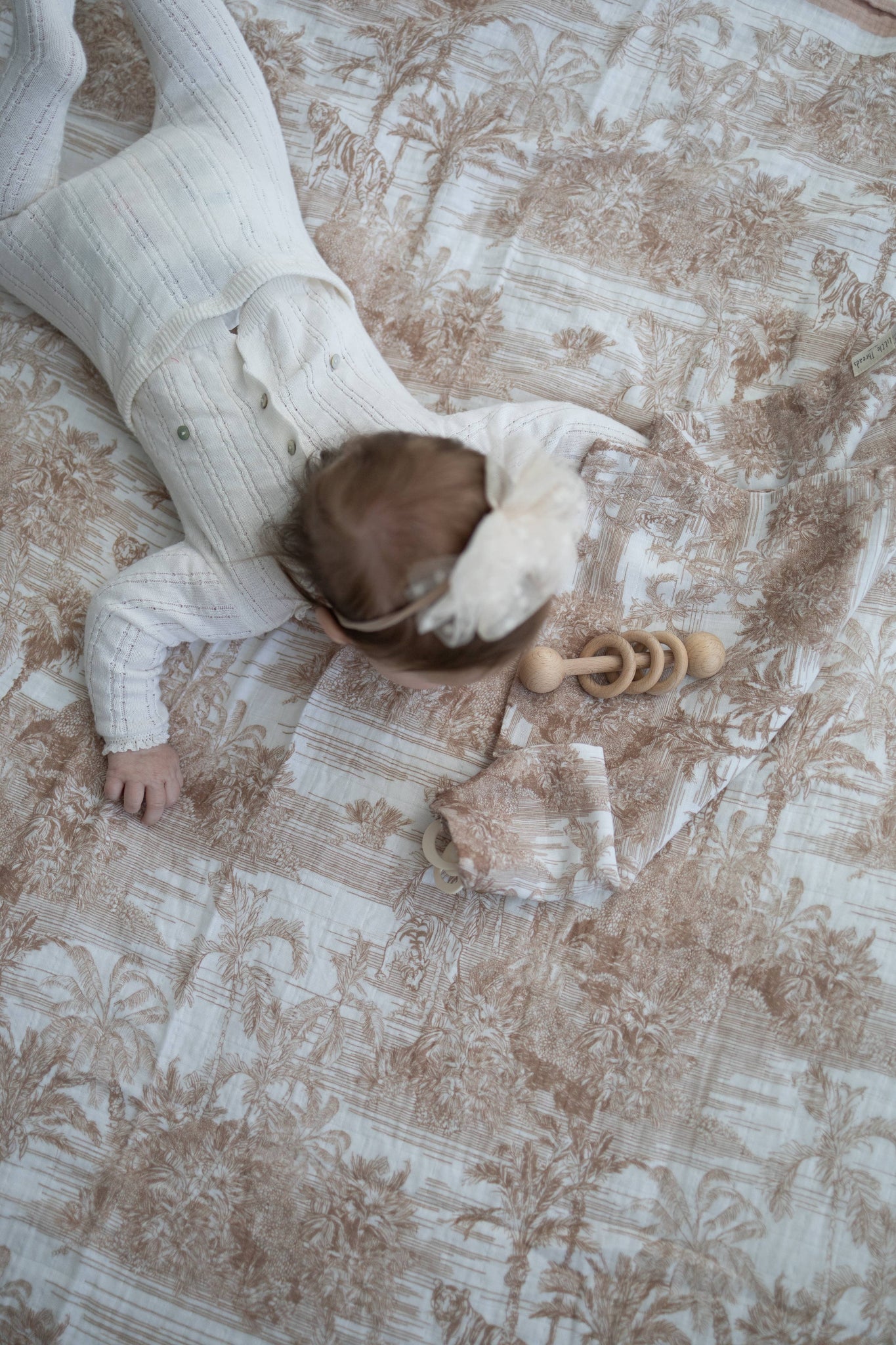 Neutral Jungle Toile Muslin Blanket