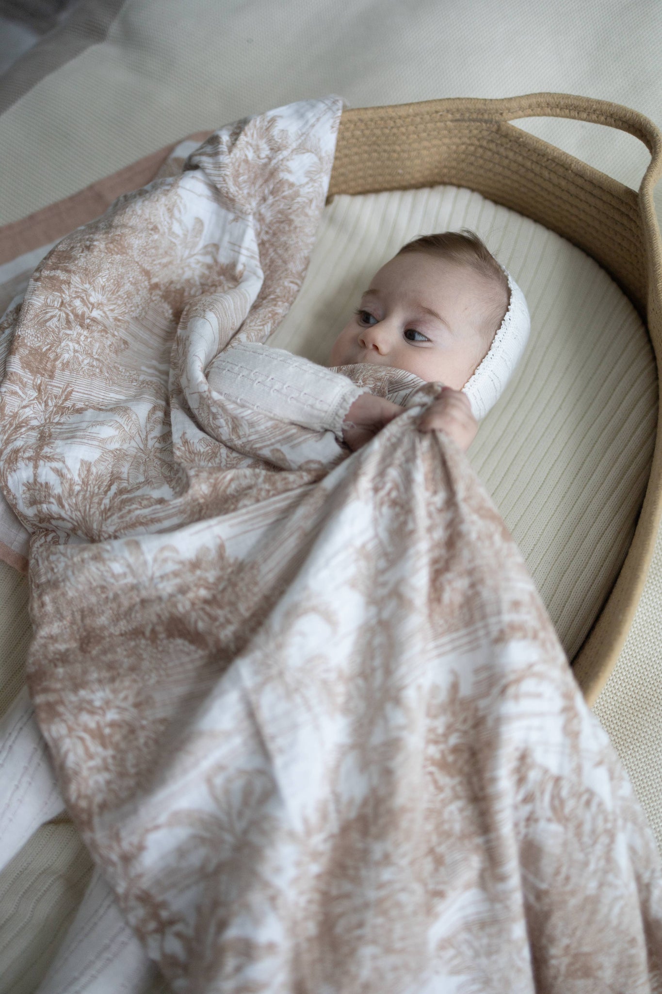 Neutral Jungle Toile Muslin Blanket
