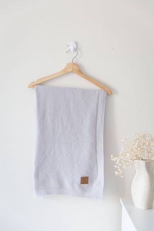 Cuddle Cookie Cotton Knit Baby Blanket Grey