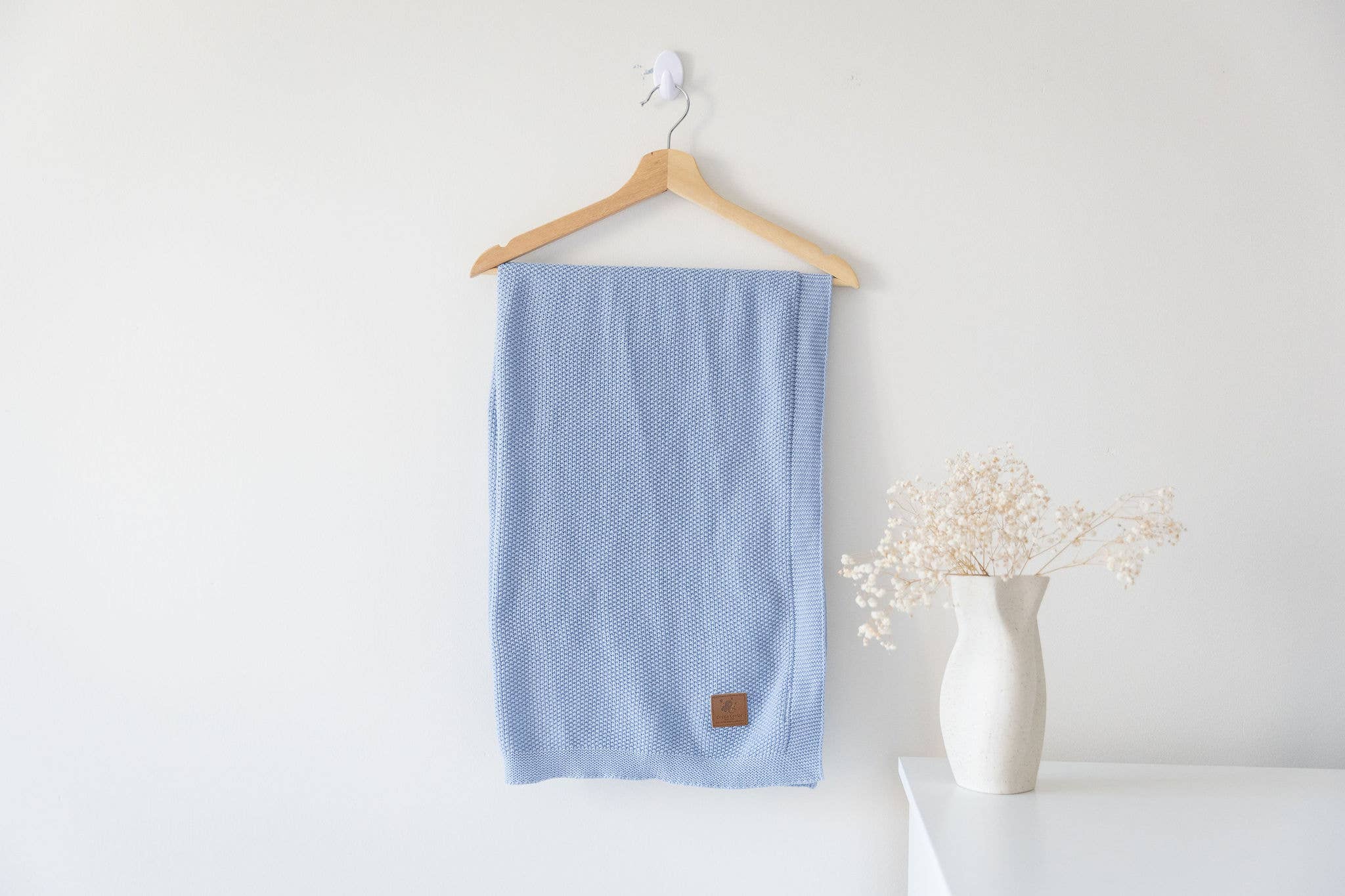 Cuddle Cookie Cotton Knit Baby Blanket BLUE