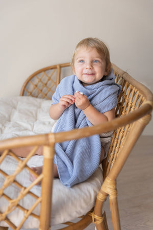 Cuddle Cookie Cotton Knit Baby Blanket BLUE